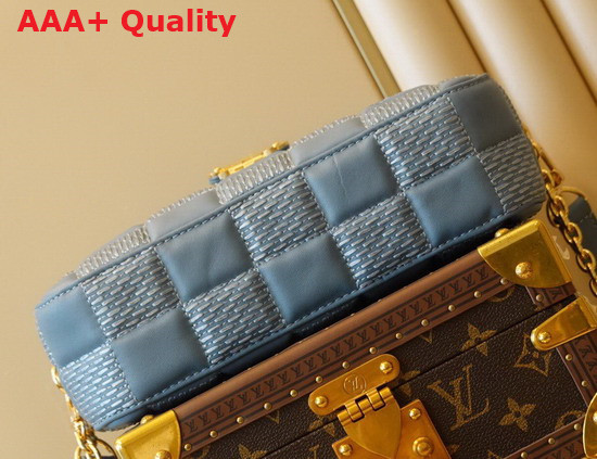 Louis Vuitton Troca MM Handbag Glacier Blue Damier Quilt Lambskin Replica