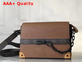 Louis Vuitton Trunk Messenger in Brown Taiga Leather and Monogram Canvas Replica