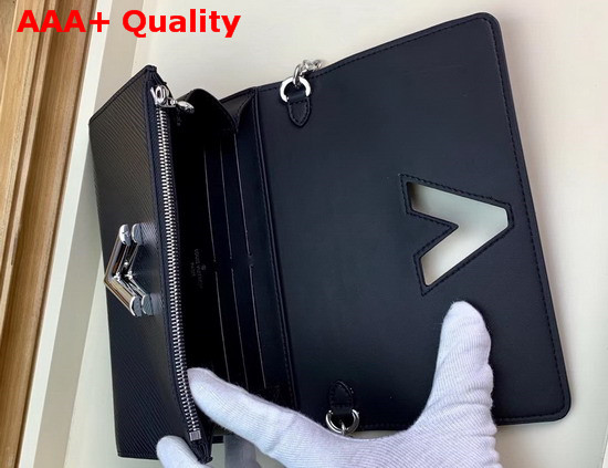 Louis Vuitton Twist Chain Wallet Black Tan Cowhide Leather M67798 Replica