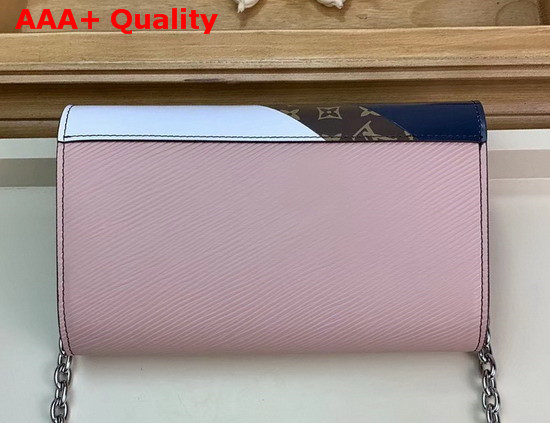 Louis Vuitton Twist Chain Wallet Pink White Navy Blue Printed and Embossed Calfskin Replica