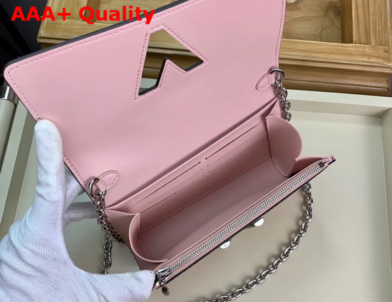 Louis Vuitton Twist Chain Wallet Pink White Navy Blue Printed and Embossed Calfskin Replica