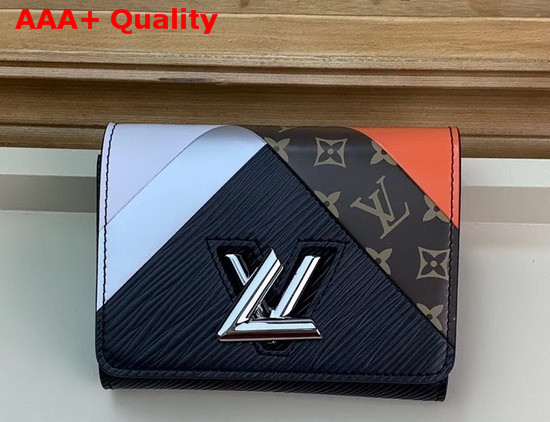 Louis Vuitton Twist Compact Wallet Black Tan Cowhide Leather Replica