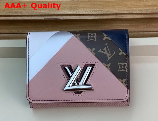 Louis Vuitton Twist Compact Wallet Pink White Navy Blue Cowhide Leather M67799 Replica