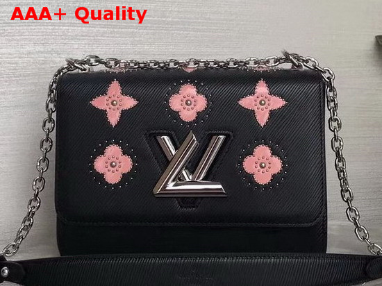 Louis Vuitton Twist MM Black Printed and Studded Epi Leather M52134 Replica