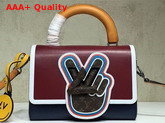 Louis Vuitton Twist MM Burgundy Red Epi Leather with Embroidered Details and Monogram Canvas Patch Replica