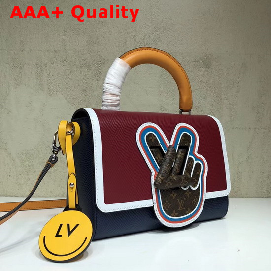 Louis Vuitton Twist MM Burgundy Red Epi Leather with Embroidered Details and Monogram Canvas Patch Replica