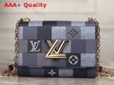 Louis Vuitton Twist MM Grey and Black Printed Calfskin Replica