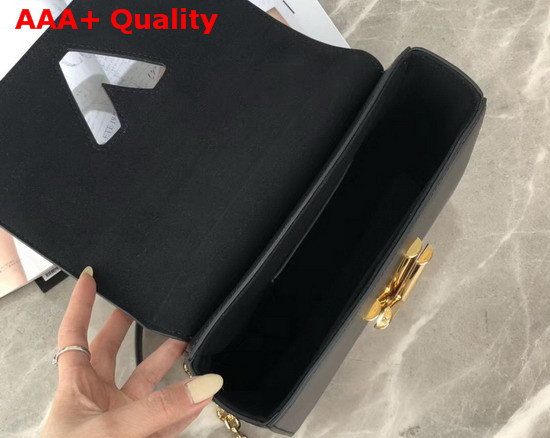 Louis Vuitton Twist MM Handbag Black Quartz White Smooth Calfskin and Monogram Coated Canvas M44837 Replica