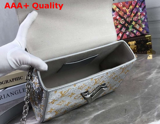 Louis Vuitton Twist MM Handbag Silver and Gold Sequin Embroidered Leather Replica