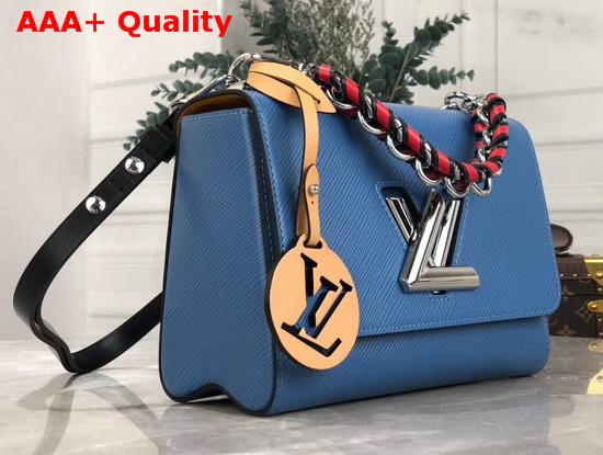 Louis Vuitton Twist MM Handbag in Blue Epi Leather with a Braided Handle and Removable LV Initials Charm M53922 Replica