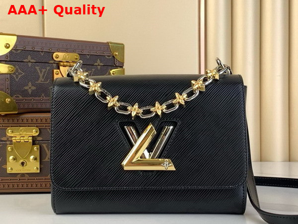 Louis Vuitton Twist MM LV Bloom Handbag in Black Epi Grained Cowhide Leather M24044 Replica