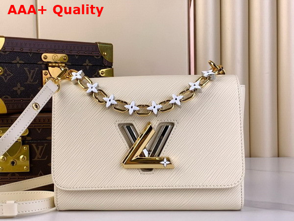 Louis Vuitton Twist MM LV Bloom Handbag in Quartz White Epi Grained Cowhide Leather M24043 Replica
