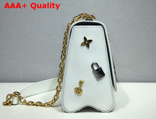 Louis Vuitton Twist MM White Epi Cowhide Leather with Locks Keys and Monogram Flowers M52890 Replica