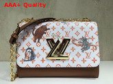Louis Vuitton Twist MM White and Orange Transformed Monogram Canvas Aged Natural Cowhide Trim Replica