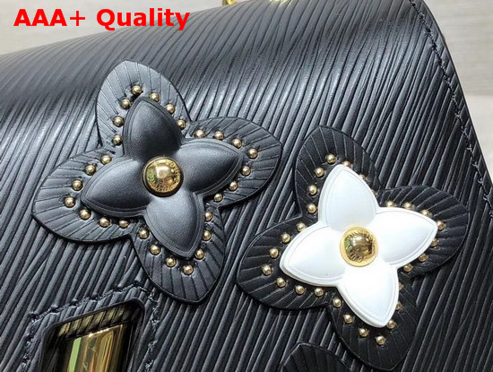 Louis Vuitton Twist MM in Black Epi Leather Features Studded Leather Flowers M53762 Replica