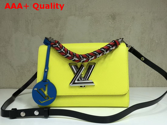 Louis Vuitton Twist MM in Fluo Yellow Epi Leather with Short Chain Handle Replica