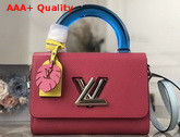 Louis Vuitton Twist MM in Grenade Deep Dyed Epi Leather with a Colored Plexiglass Top Handle and Bright Colored Nametag and Charm M56131 Replica