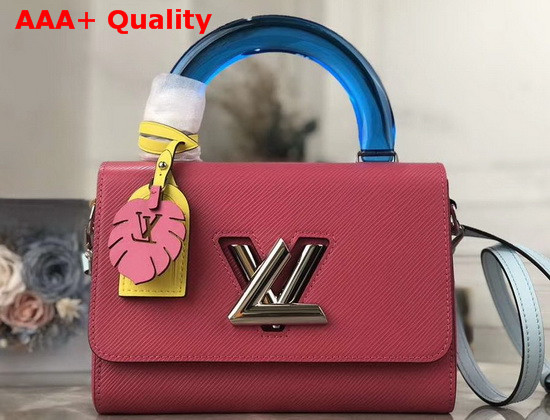 Louis Vuitton Twist MM in Grenade Deep Dyed Epi Leather with a Colored Plexiglass Top Handle and Bright Colored Nametag and Charm M56131 Replica