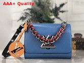 Louis Vuitton Twist PM Bag in Blue Epi Leather with a Braided Handle and Removable LV Initials Charm Replica