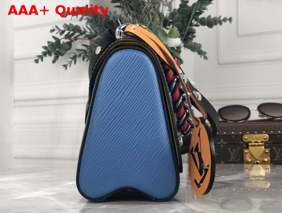 Louis Vuitton Twist PM Bag in Blue Epi Leather with a Braided Handle and Removable LV Initials Charm Replica