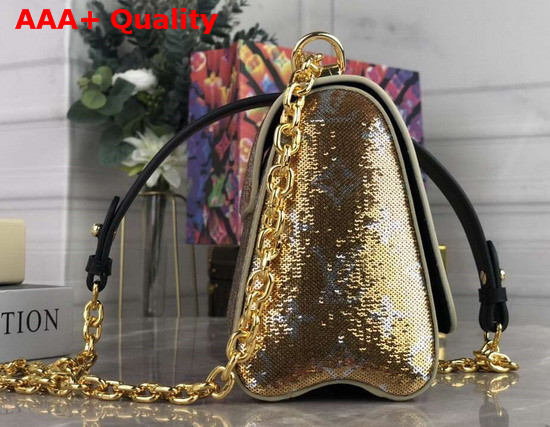 Louis Vuitton Twist PM Handbag Gold and Silver Sequin Embroidered Leather Replica