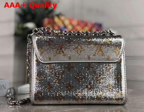 Louis Vuitton Twist PM Handbag Silver and Gold Sequin Embroidered Leather M55842 Replica