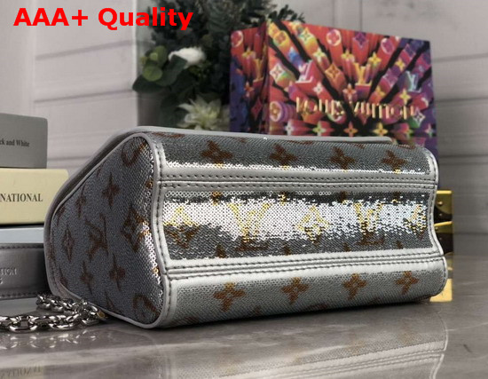 Louis Vuitton Twist PM Handbag Silver and Gold Sequin Embroidered Leather M55842 Replica
