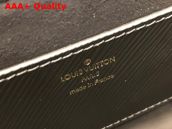 Louis Vuitton Twist PM Handbag White Epi Grained Leather with LV Twist Lock and Chain Adorned with Black and White Stones Replica