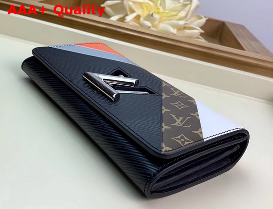 Louis Vuitton Twist Wallet Black and Tan Cowhide Leather Replica