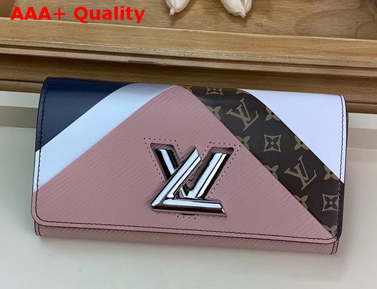 Louis Vuitton Twist Wallet Pink White Navy Blue Cowhide Leather Replica