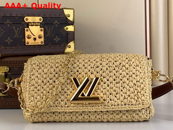Louis Vuitton Twist West Made From Woven Raffia with Smooth Calfskin Trim M25030 Replica
