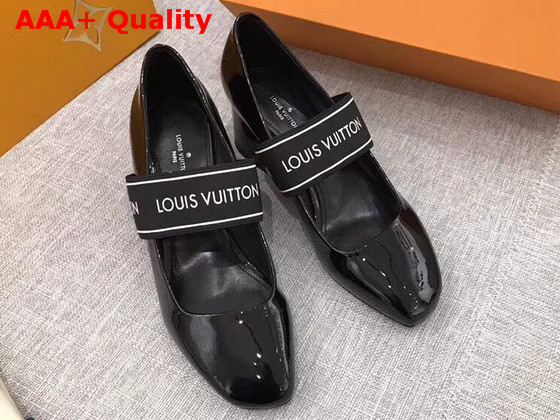 Louis Vuitton Uncover Pump in Black Patent Calf Leather with Elastic Strap 1A3QYD Replica