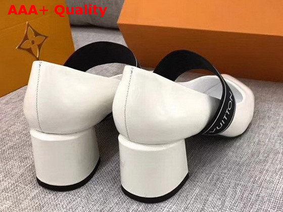 Louis Vuitton Uncover Pump in White Patent Calf Leather with Elastic Strap 1A3QZ7 Replica