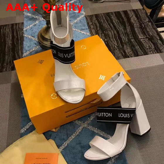 Louis Vuitton Uncover Sandal in White Patent Calf Leather with Elastic Strap Replica