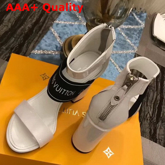 Louis Vuitton Uncover Sandal in White Patent Calf Leather with Elastic Strap Replica
