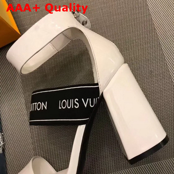 Louis Vuitton Uncover Sandal in White Patent Calf Leather with Elastic Strap Replica