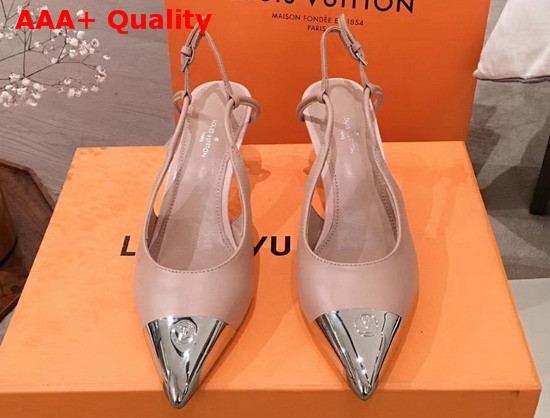 Louis Vuitton Urban Twist Slingback Pump Blush Pink Calf Leather and Metal Toe Cap 1A5L7A Replica