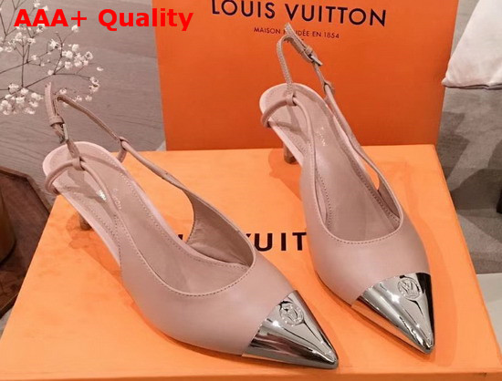 Louis Vuitton Urban Twist Slingback Pump Blush Pink Calf Leather and Metal Toe Cap 1A5L7A Replica