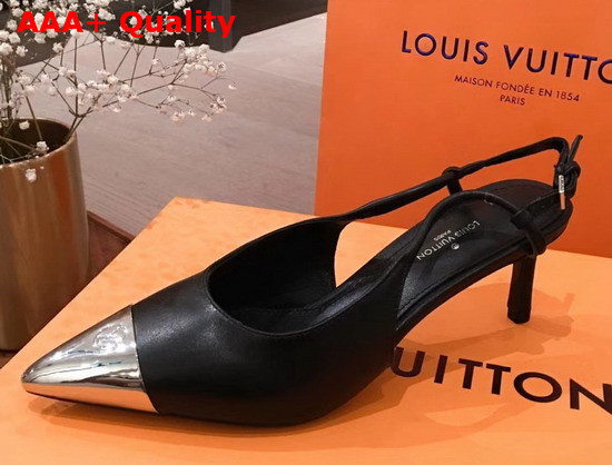 Louis Vuitton Urban Twist Slingback Pump Noir Calf Leather and Metal Toe Cap 1A5L6G Replica