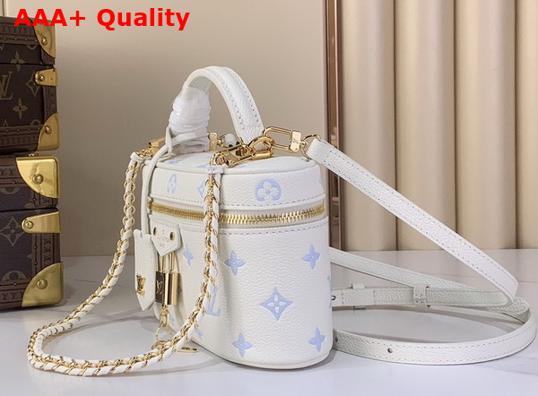 Louis Vuitton Vanity Chain Pouch Monogram Milky White Blue Monogram Empreinte Leather M27744 Replica
