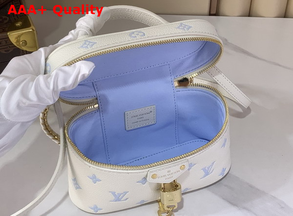 Louis Vuitton Vanity Chain Pouch Monogram Milky White Blue Monogram Empreinte Leather M27744 Replica