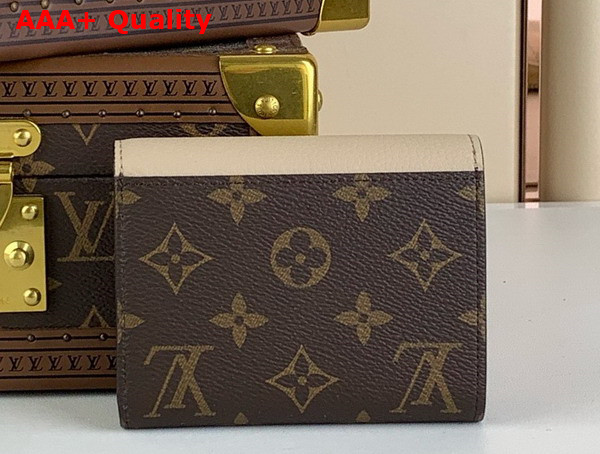 Louis Vuitton Victorine On My Side Wallet in Cream Calf Leather and Monogram Coated Canvas Replica