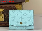 Louis Vuitton Victorine Wallet in Mineral Blue Mahina Perforated Calf Leather Replica