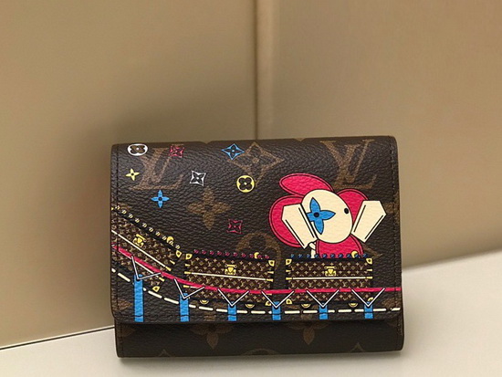 Louis Vuitton Victorine Wallet in Monogram Canvas Features a Colorful Illustration of Louis Vuittons Vivienne Mascot Riding a Roller Coaster M69751 Replica