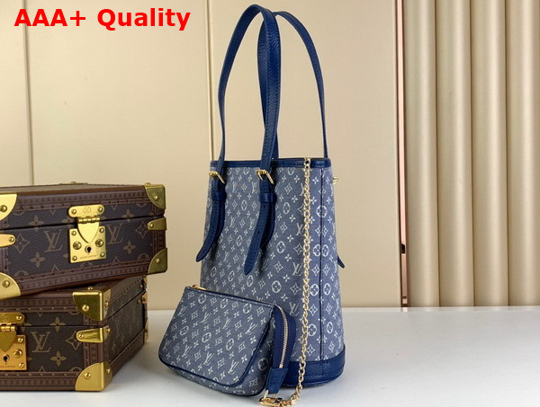 Louis Vuitton Vintage Bucket Bag in Blue Monogram Jacquard Canvas Replica