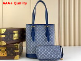 Louis Vuitton Vintage Bucket Bag in Blue Monogram Jacquard Canvas Replica