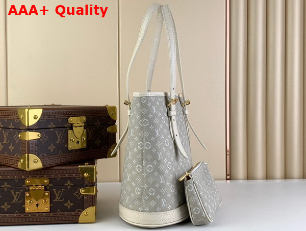 Louis Vuitton Vintage Bucket Bag in Grey Monogram Jacquard Denim Replica
