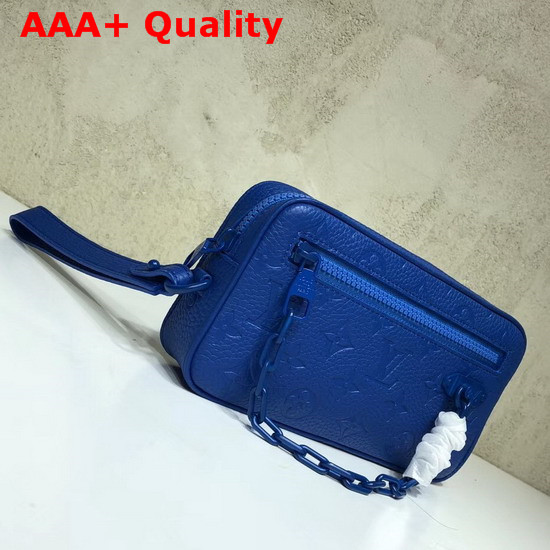 Louis Vuitton Virgil Abloh Chain Clutch in Blue Monogram Empreinte Leather Replica