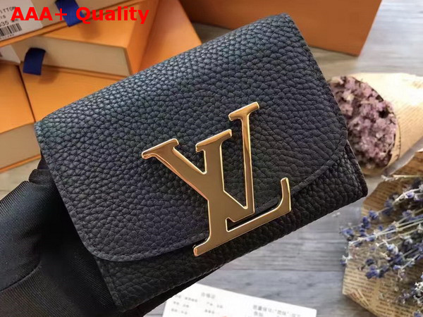 Louis Vuitton Vivienne LV Compact Wallet Black Taurillon Leather Replica