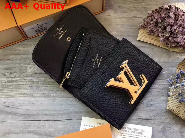 Louis Vuitton Vivienne LV Compact Wallet Black Taurillon Leather Replica